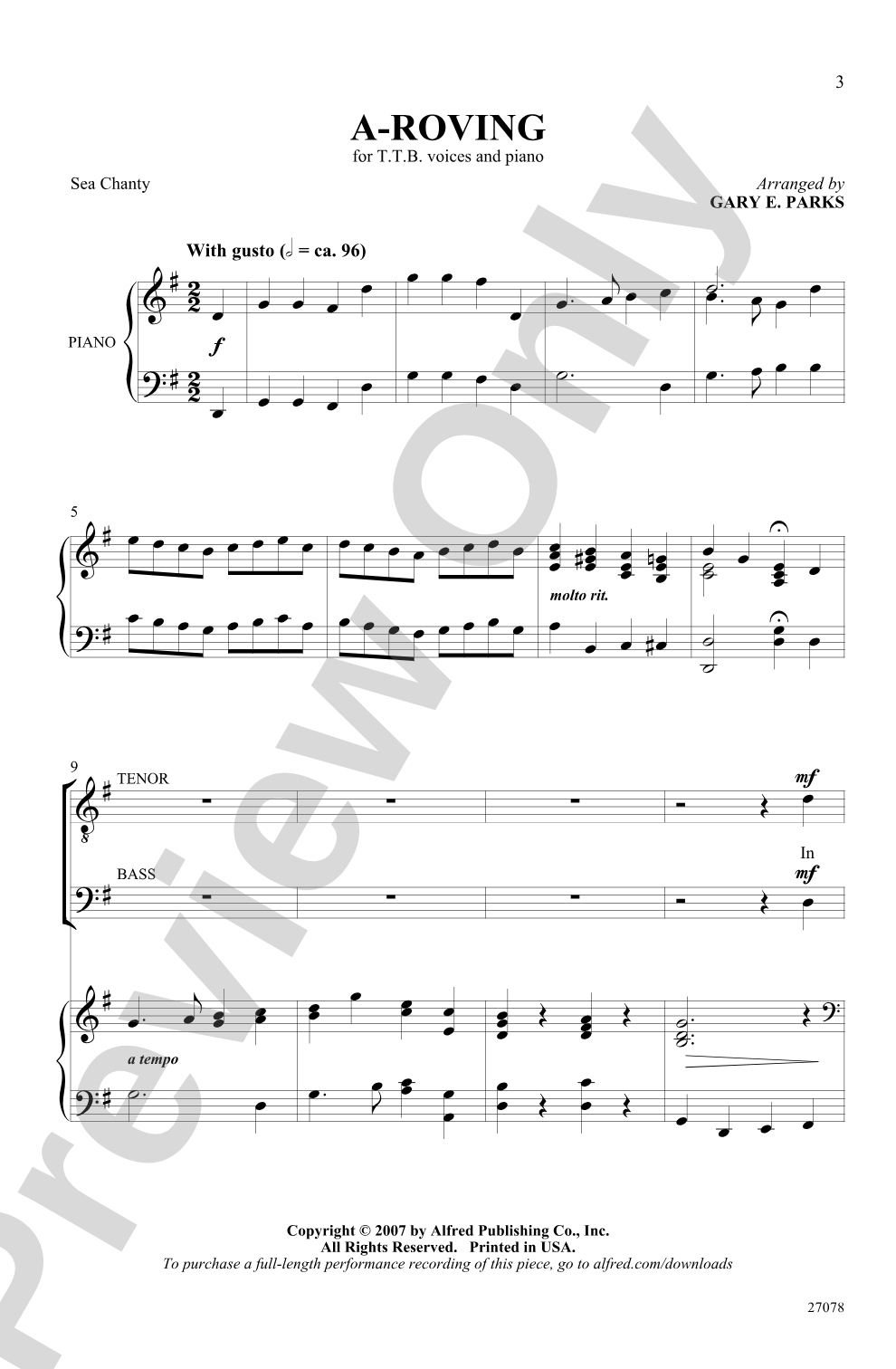 A-Roving: TTB Choral Octavo