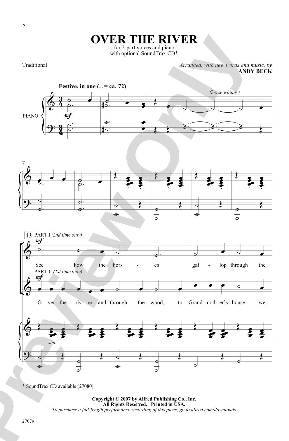 Over the River: 2-Part Choral Octavo
