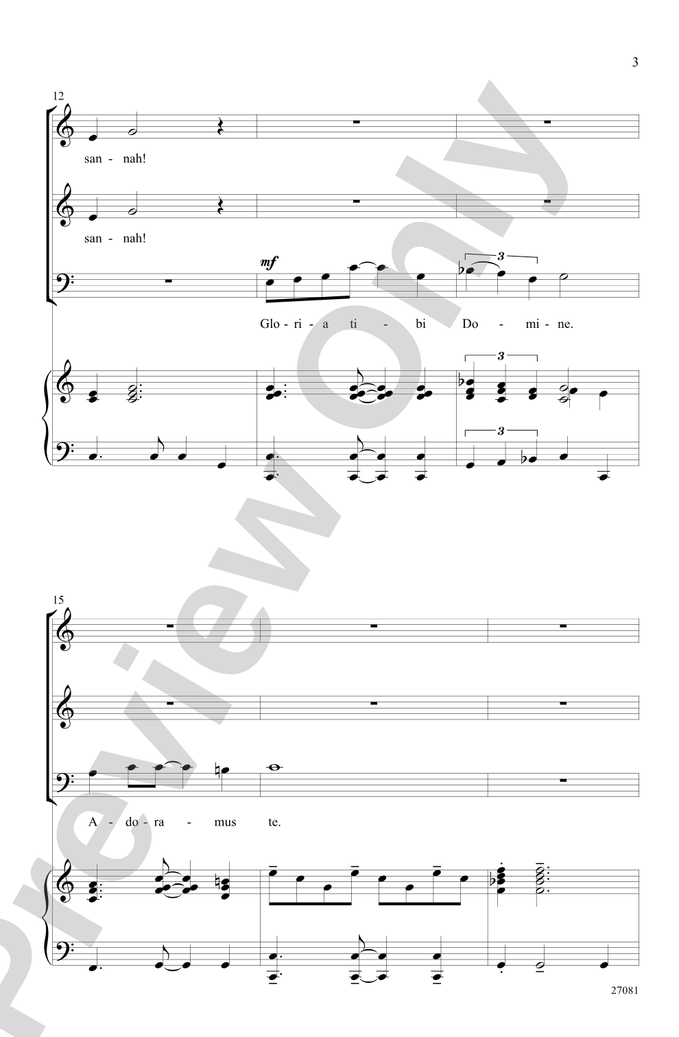 Gloria Tibi: 3-Part Choral Octavo