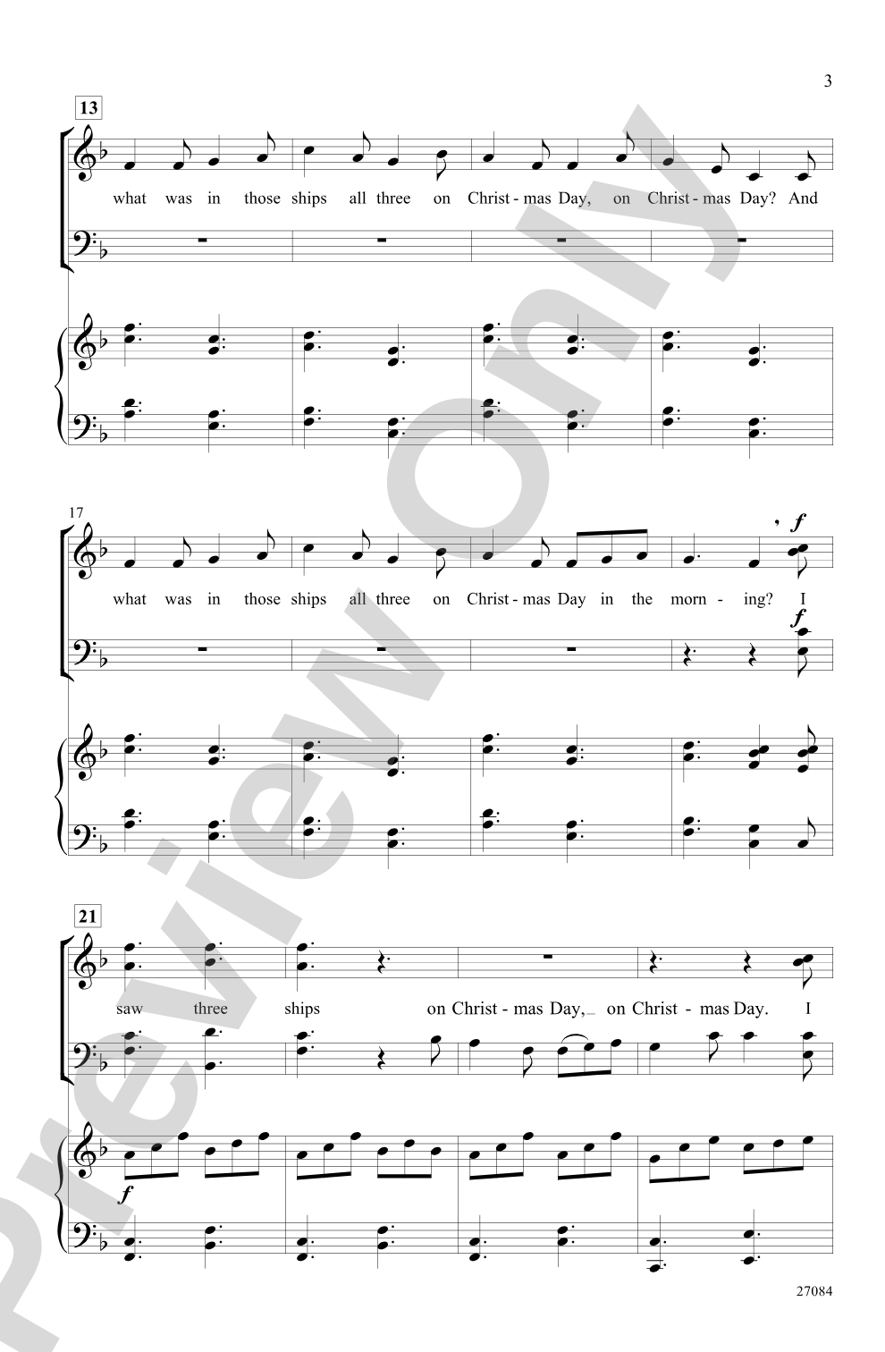 I Saw Three Ships: SATB Choral Octavo