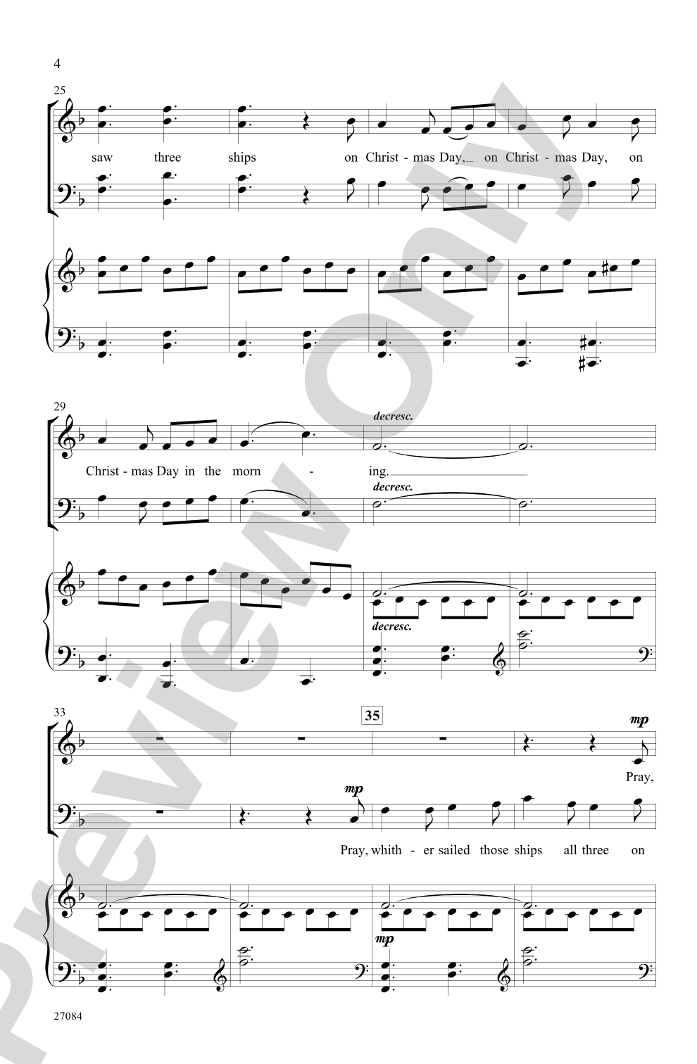I Saw Three Ships: SATB Choral Octavo
