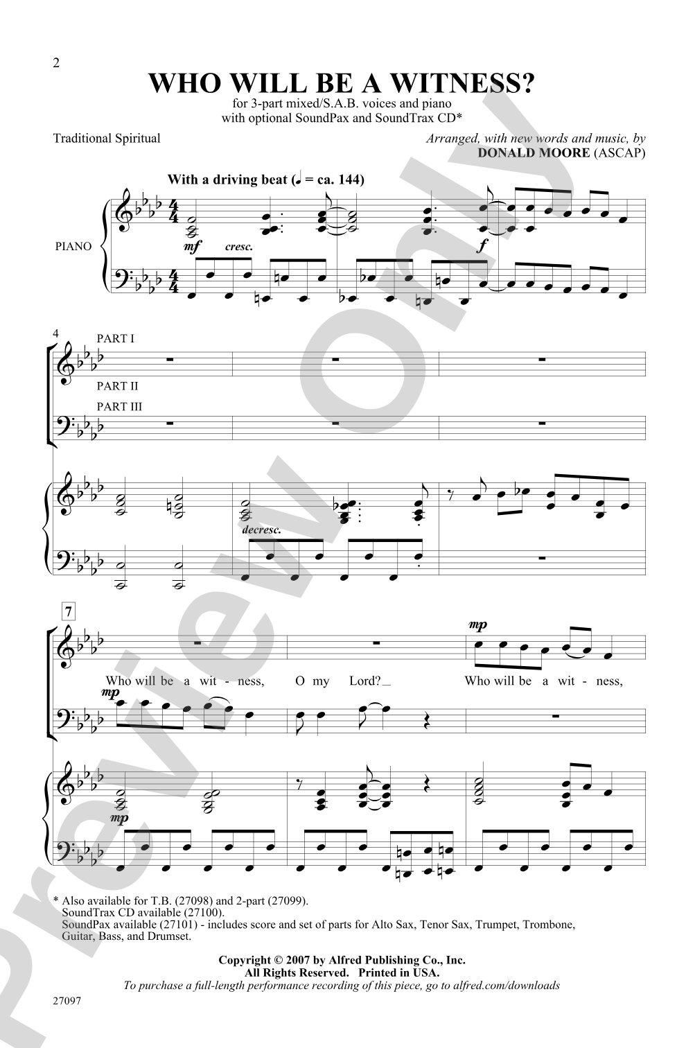 Who Will Be a Witness?: SAB Choral Octavo