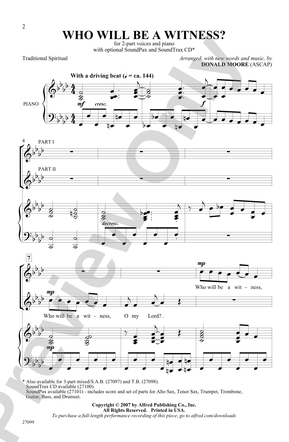 Who Will Be a Witness?: 2-Part Choral Octavo