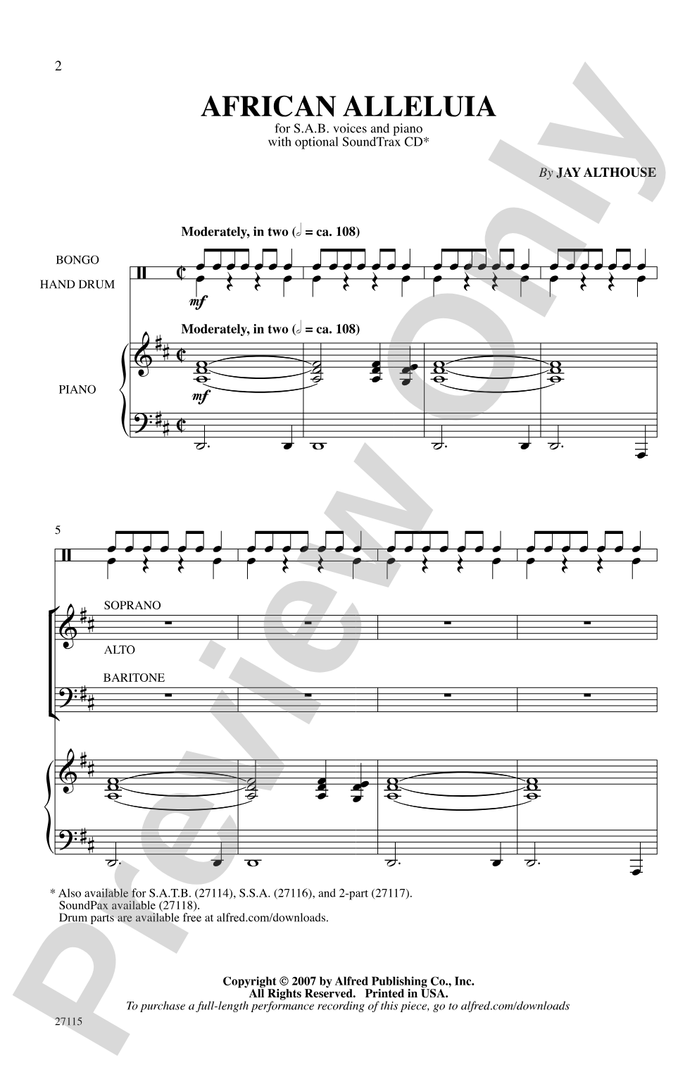 African Alleluia: SAB Choral Octavo