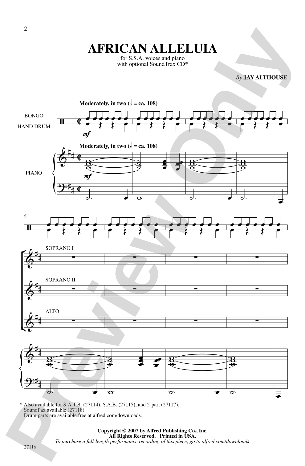 African Alleluia: SSA Choral Octavo