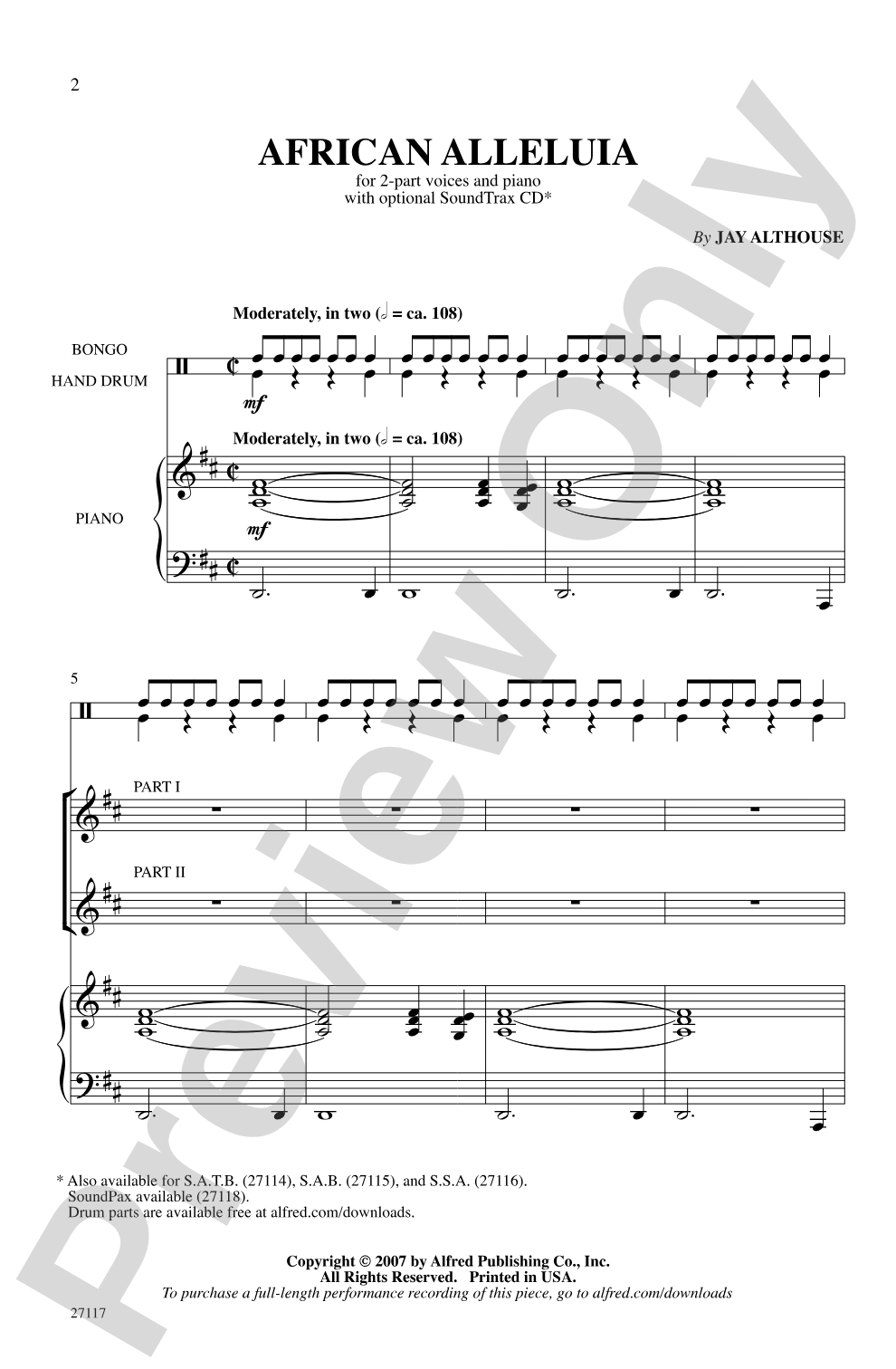 African Alleluia: 2-Part Choral Octavo