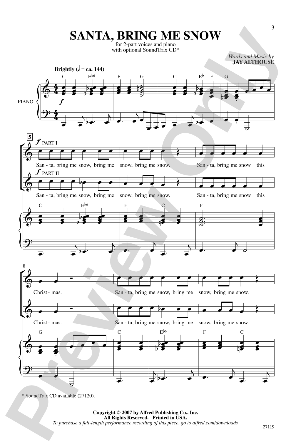 Santa Bring Me Snow: 2-Part Choral Octavo