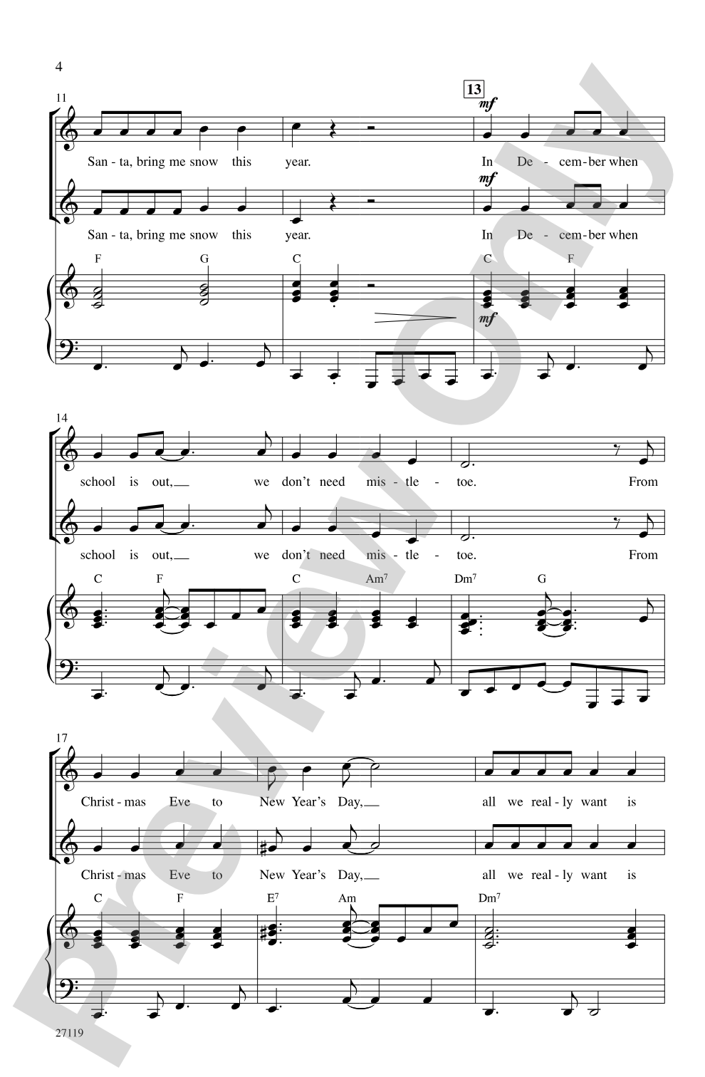 Santa Bring Me Snow: 2-Part Choral Octavo