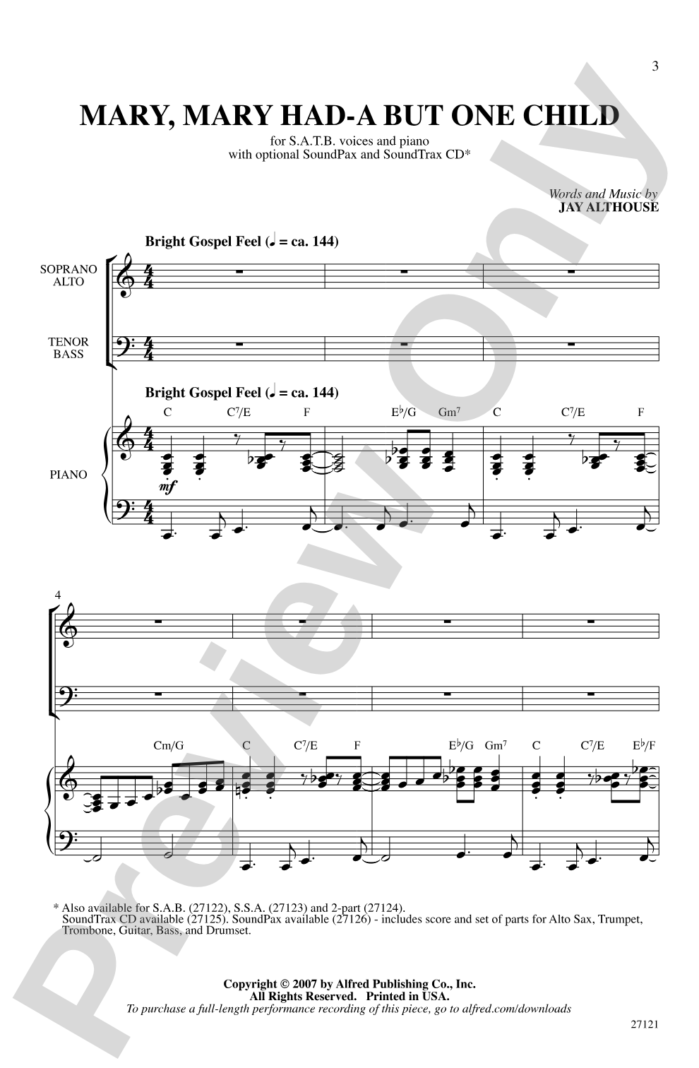 Mary, Mary Had-A But One Child: SATB Choral Octavo