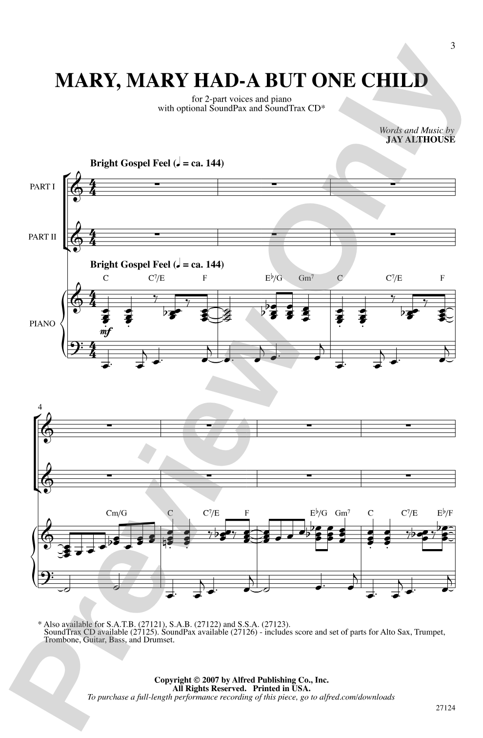 Mary, Mary Had-A But One Child: 2-Part Choral Octavo
