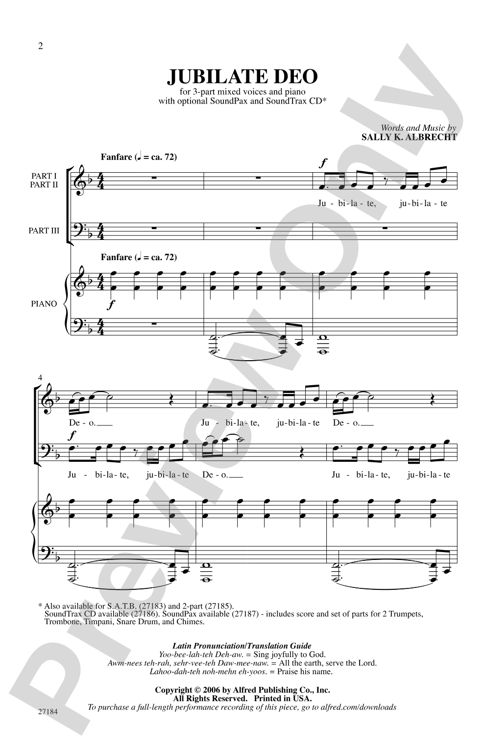 Jubilate Deo: 3-Part Mixed Choral Octavo