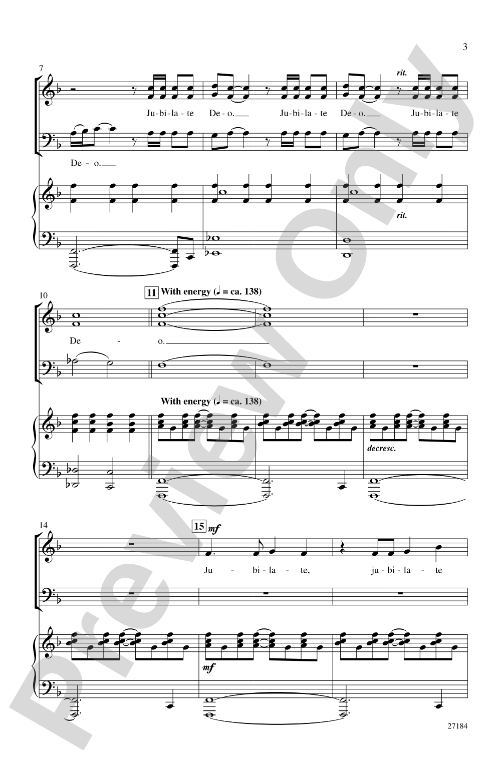 Jubilate Deo: 3-Part Mixed Choral Octavo