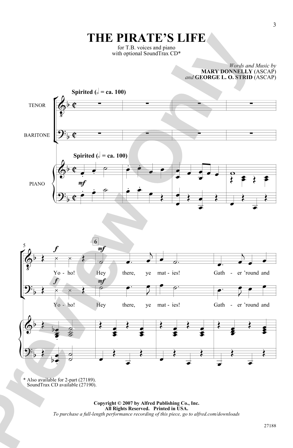 The Pirate's Life: TB Choral Octavo