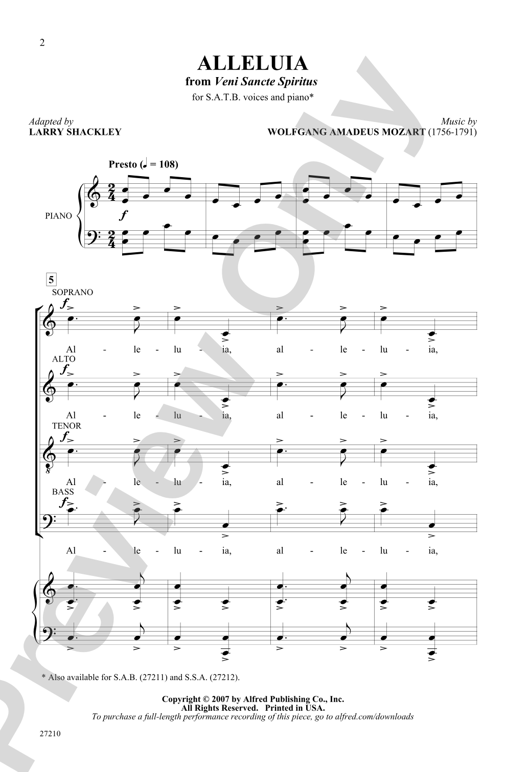 Alleluia (from <I>Veni Sancte Spiritus</I>): SATB Choral Octavo
