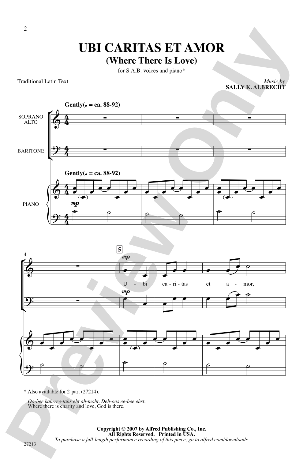 Ubi Caritas et Amor (Where There Is Love): SAB Choral Octavo
