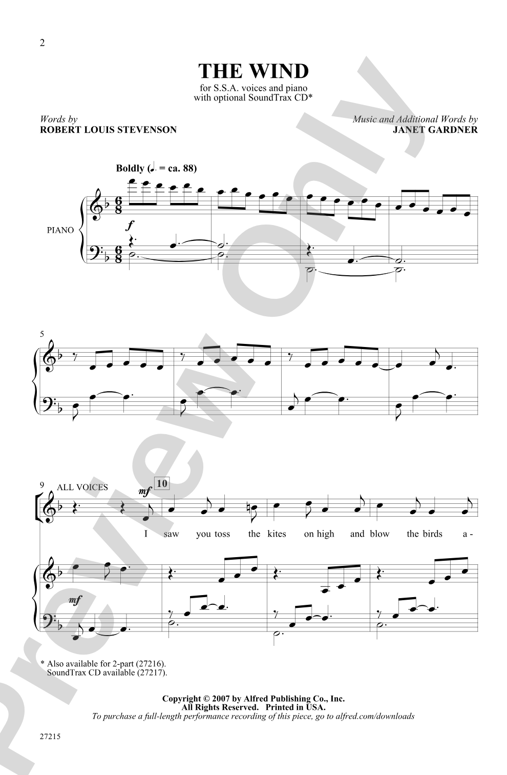 The Wind: SSA Choral Octavo