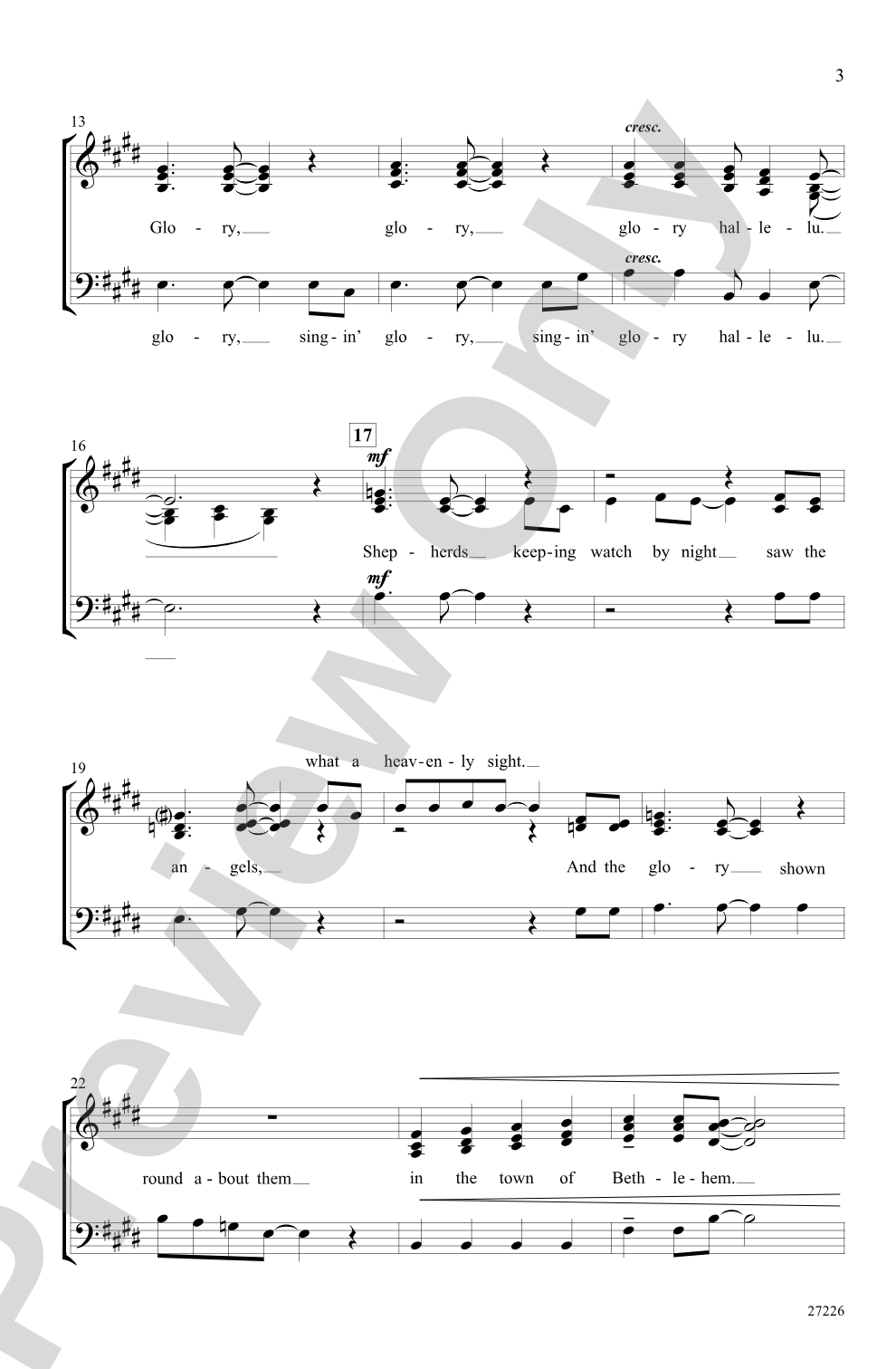 Angels Singin' Glory!: SSAB, <I>a cappella</I> Choral Octavo