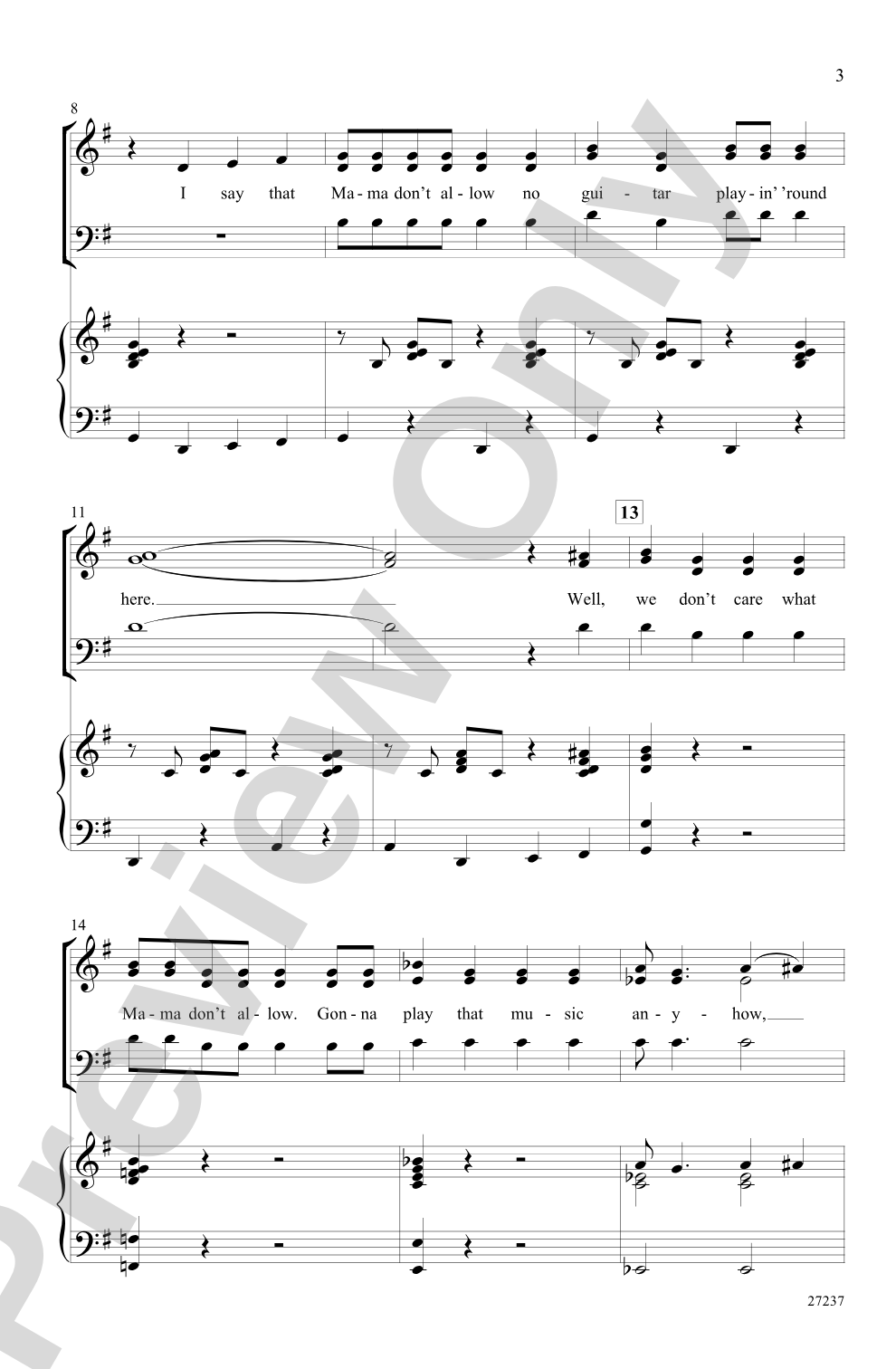 Mama Don't Allow: 3-Part Mixed Choral Octavo