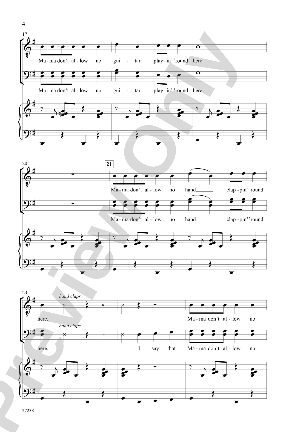 Mama Don't Allow: TBB Choral Octavo