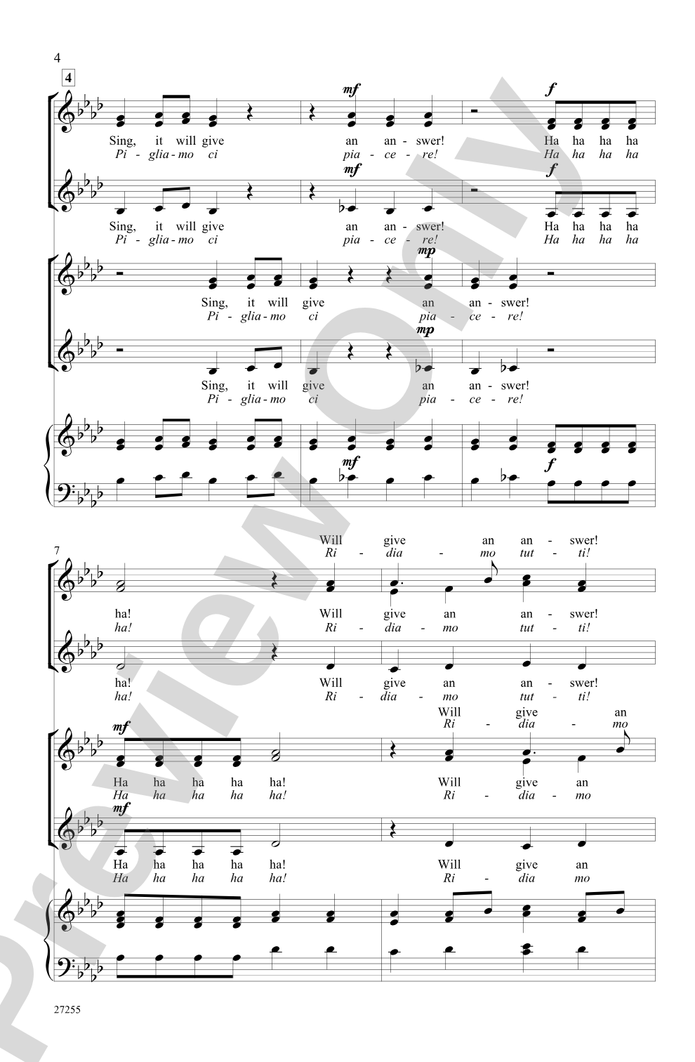 The Echo Song (Italian Madrigal): SSA (Double Choir), <i>a cappella</i> Choral Octavo