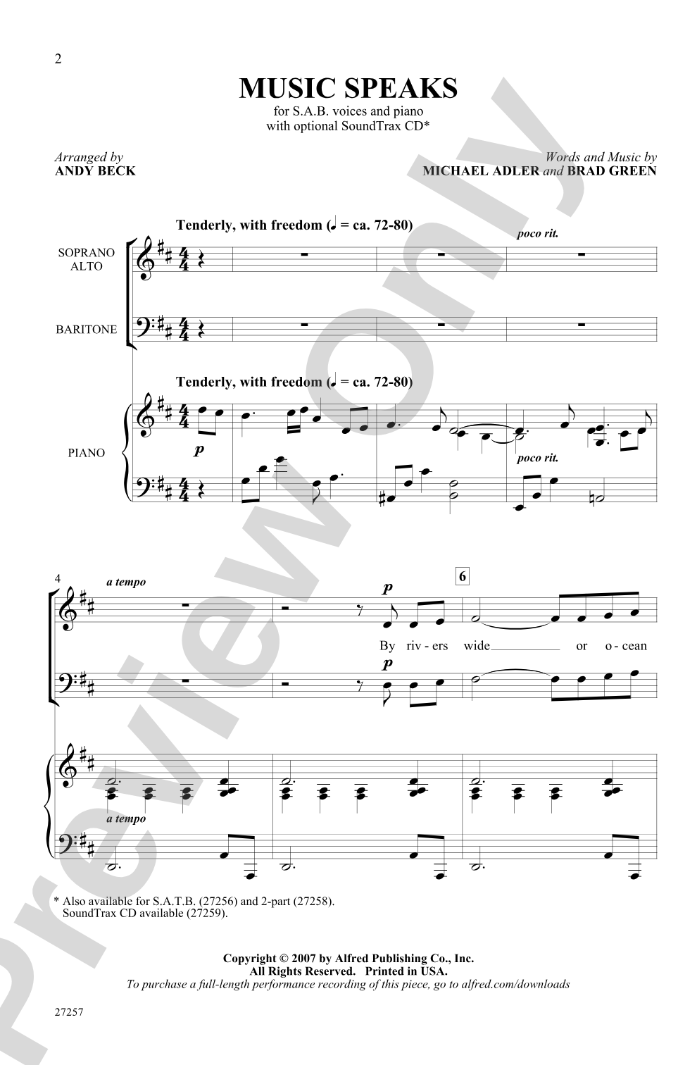 Music Speaks: SAB Choral Octavo