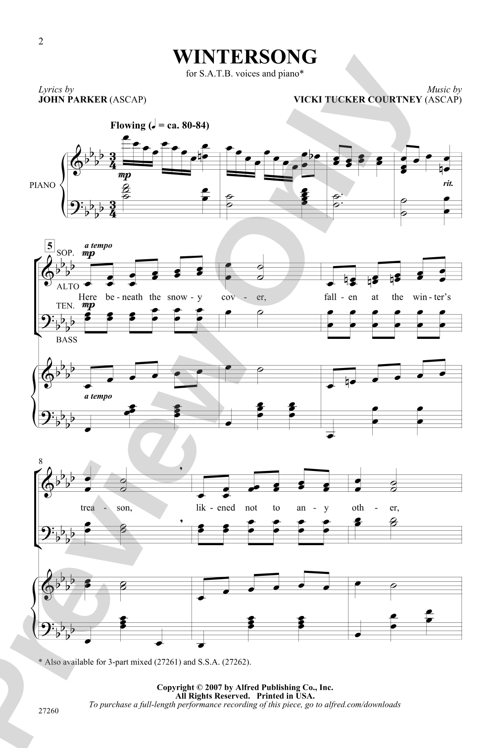 WinterSong: SATB Choral Octavo