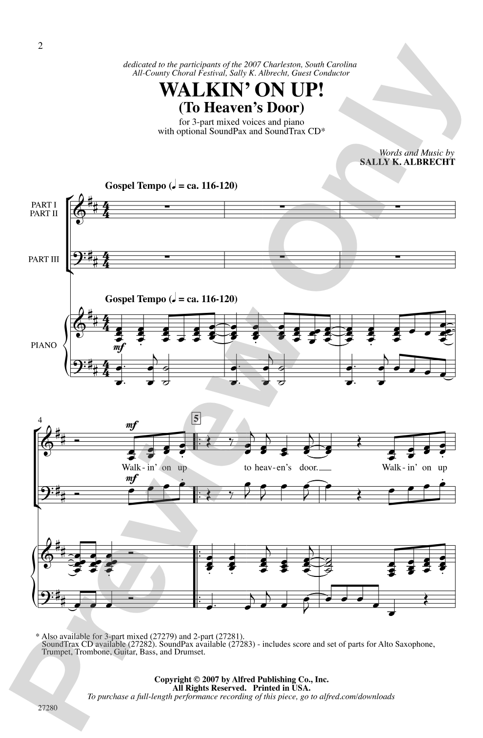 Walkin' On Up (To Heaven's Door): 3-Part Mixed Choral Octavo