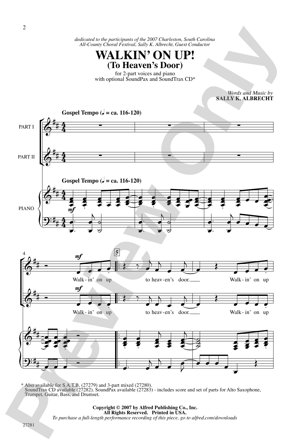 Walkin' On Up (To Heaven's Door): 2-Part Choral Octavo