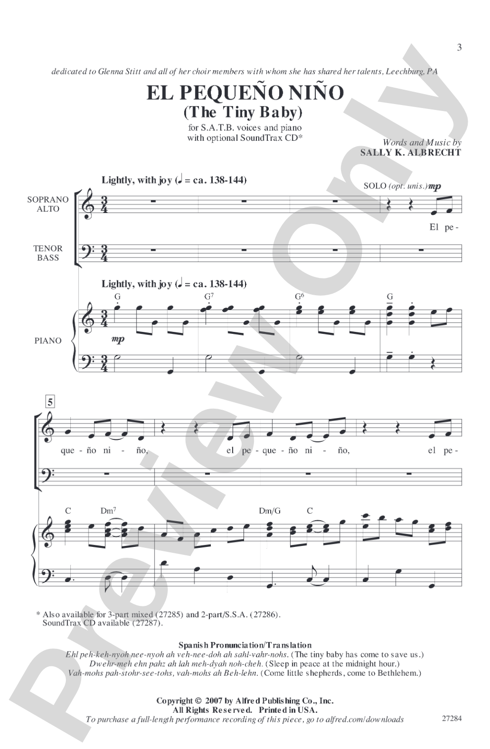 El Pequeño Nino (The Tiny Baby): SATB Choral Octavo