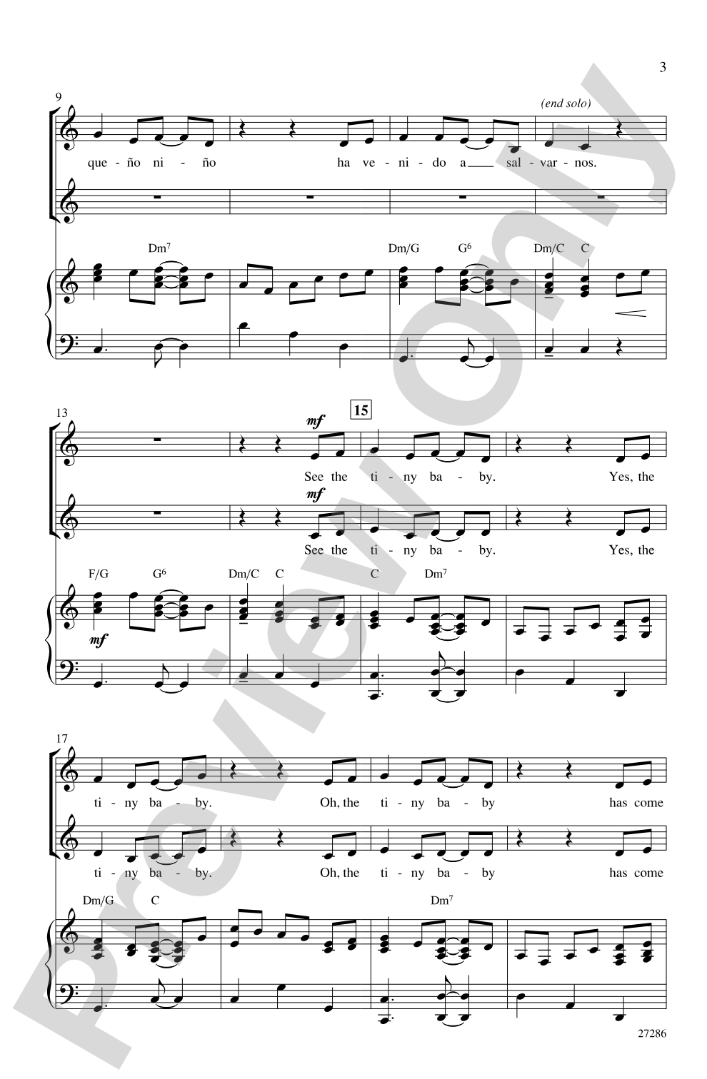 El Pequeño Nino (The Tiny Baby): 2-Part / SSA Choral Octavo