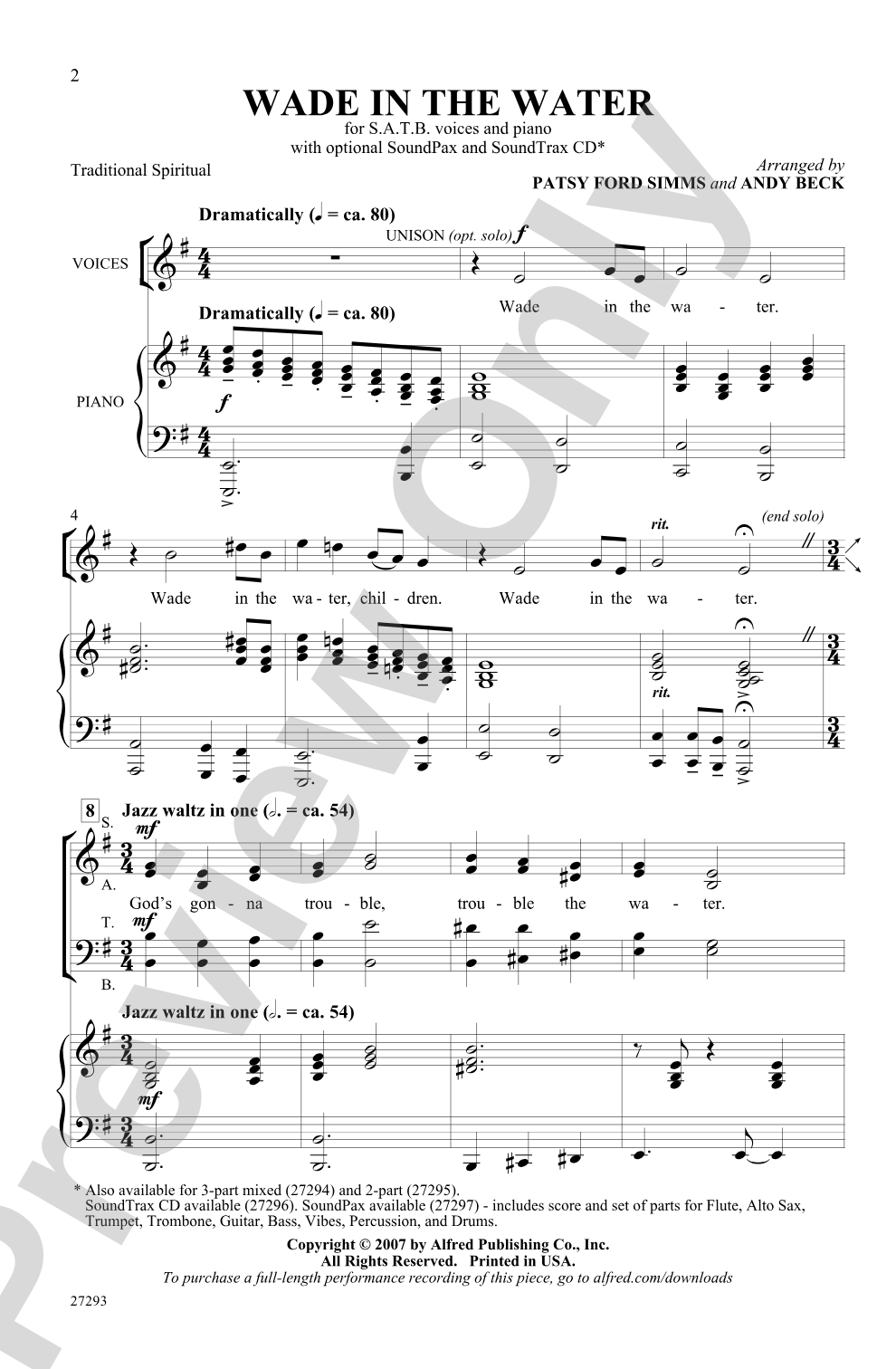 Wade in the Water: SATB Choral Octavo