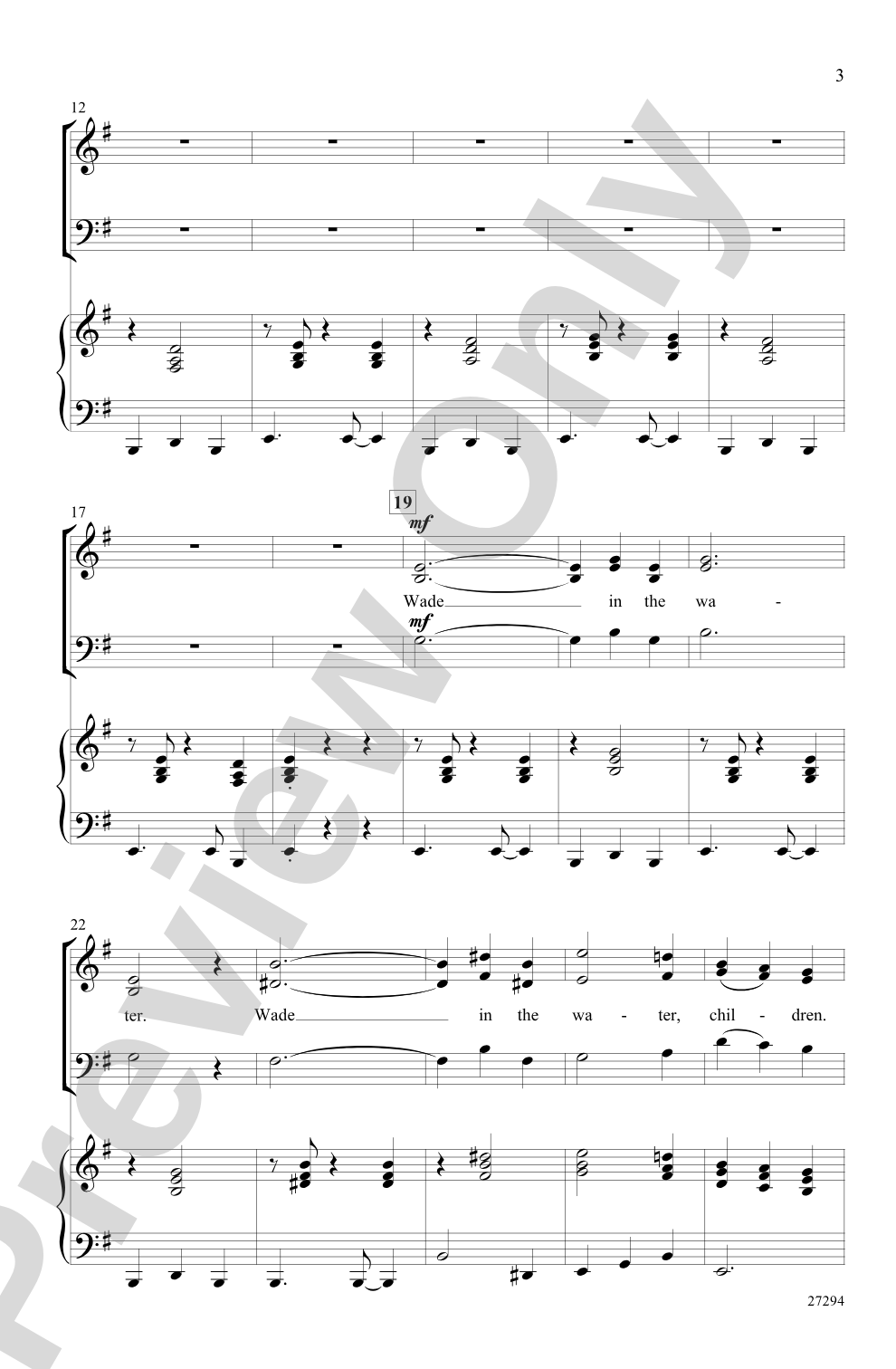 Wade in the Water: 3-Part Mixed Choral Octavo