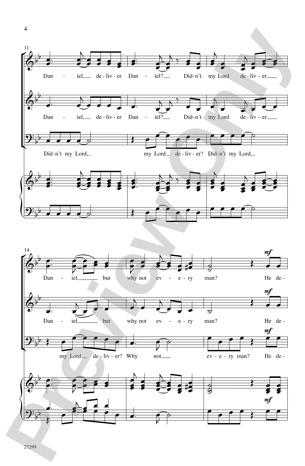 Didn't My Lord Deliver Daniel?: SSAB, <i>a cappella</i> Choral Octavo