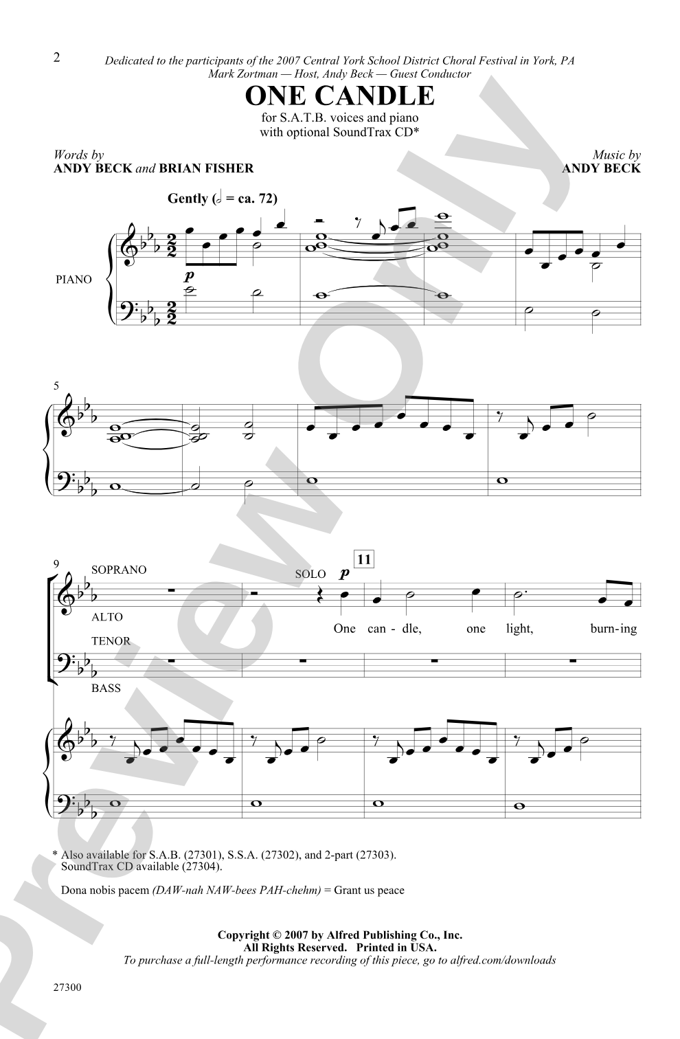 One Candle: SATB Choral Octavo