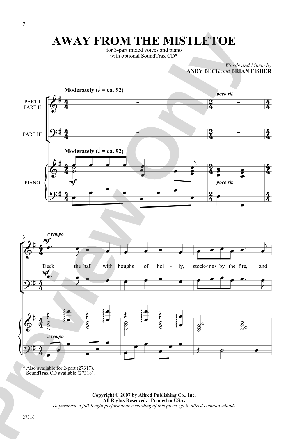 Away from the Mistletoe: 3-Part Mixed Choral Octavo