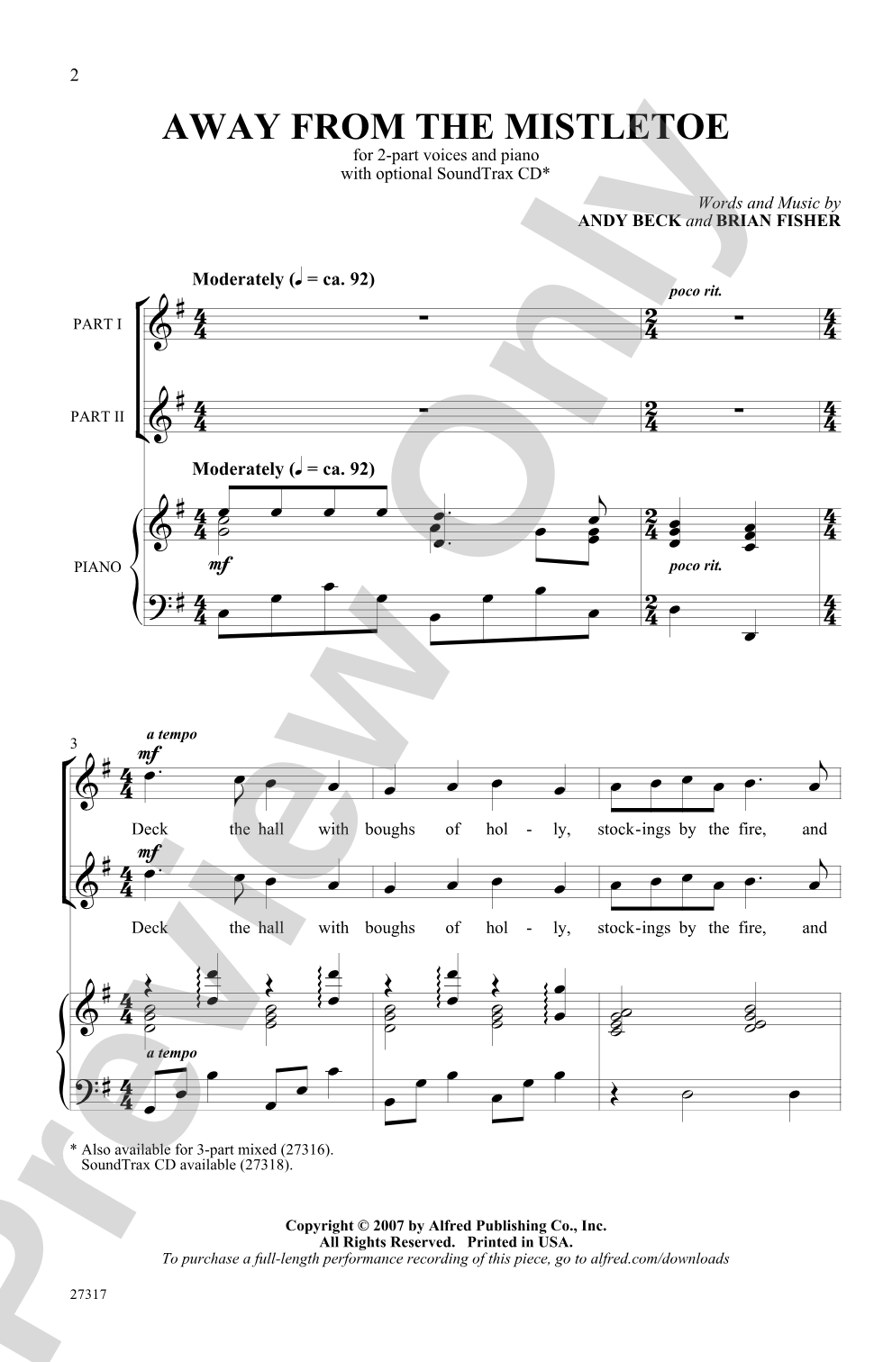 Away from the Mistletoe: 2-Part Choral Octavo