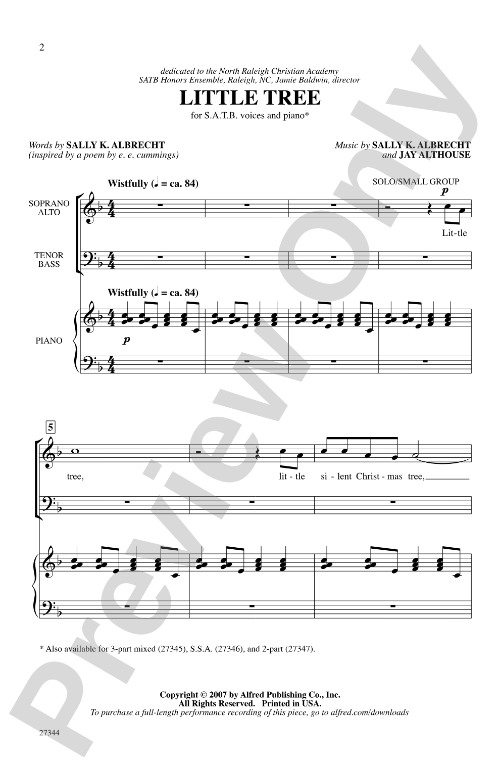 Little Tree: SATB Choral Octavo