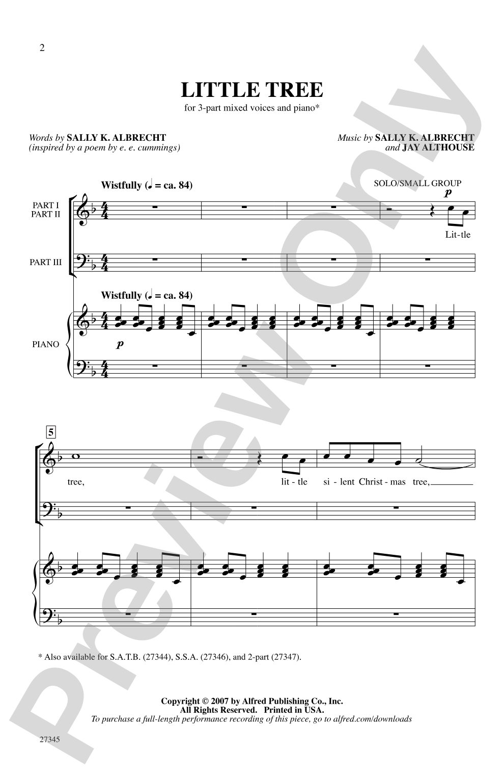 Little Tree: 3-Part Mixed Choral Octavo