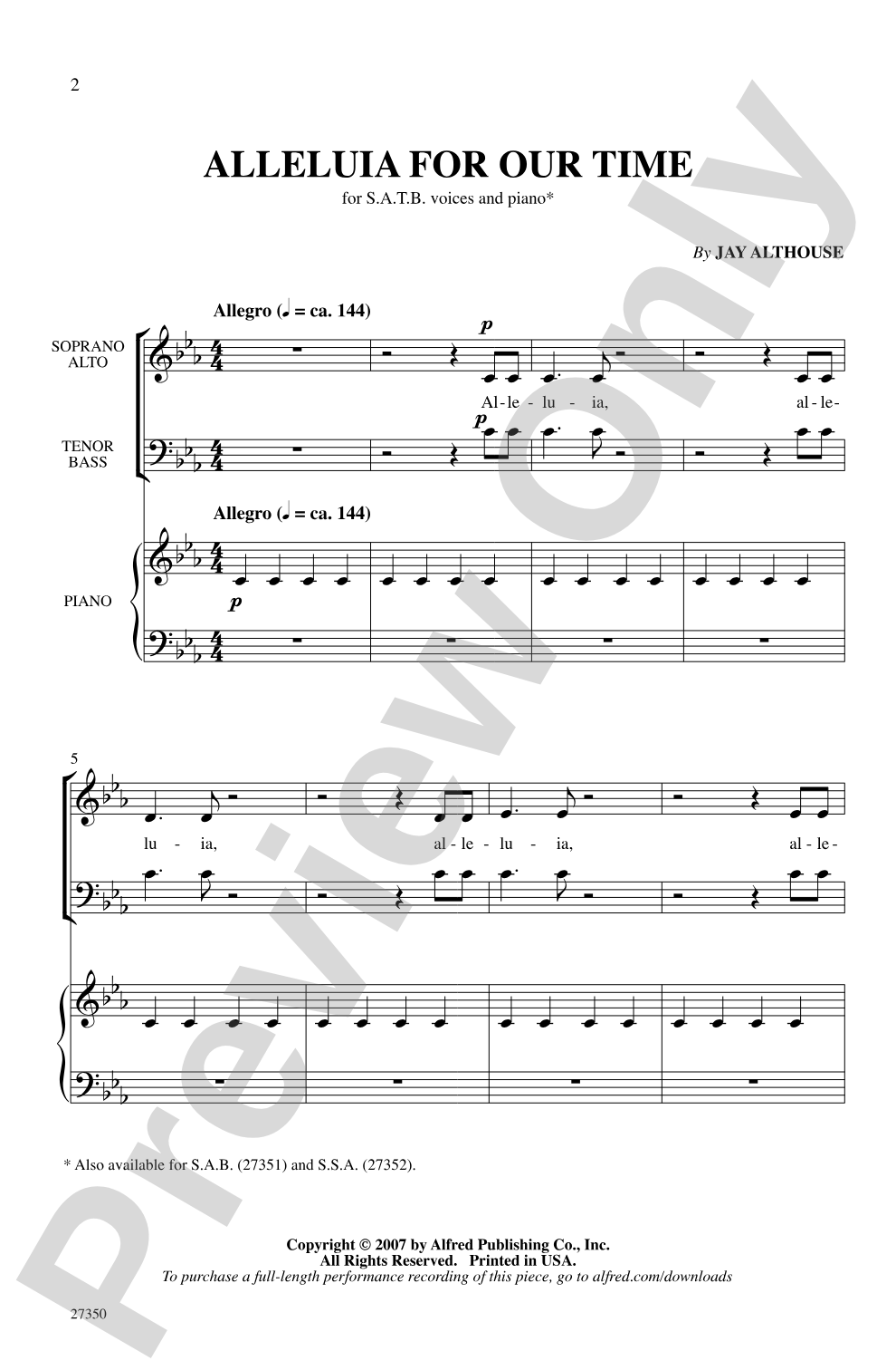 Alleluia for Our Time: SATB Choral Octavo