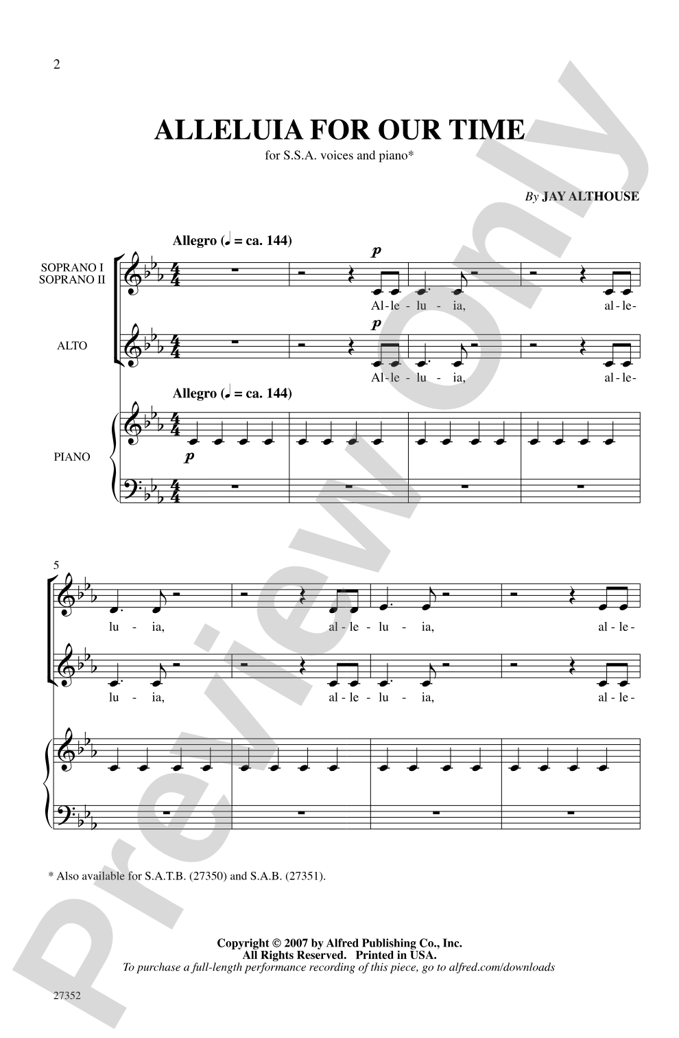 Alleluia for Our Time: SSA Choral Octavo