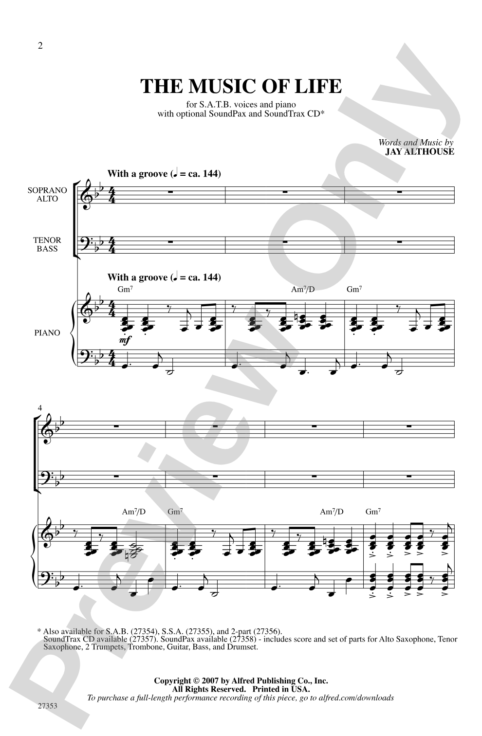 The Music of Life: SATB Choral Octavo