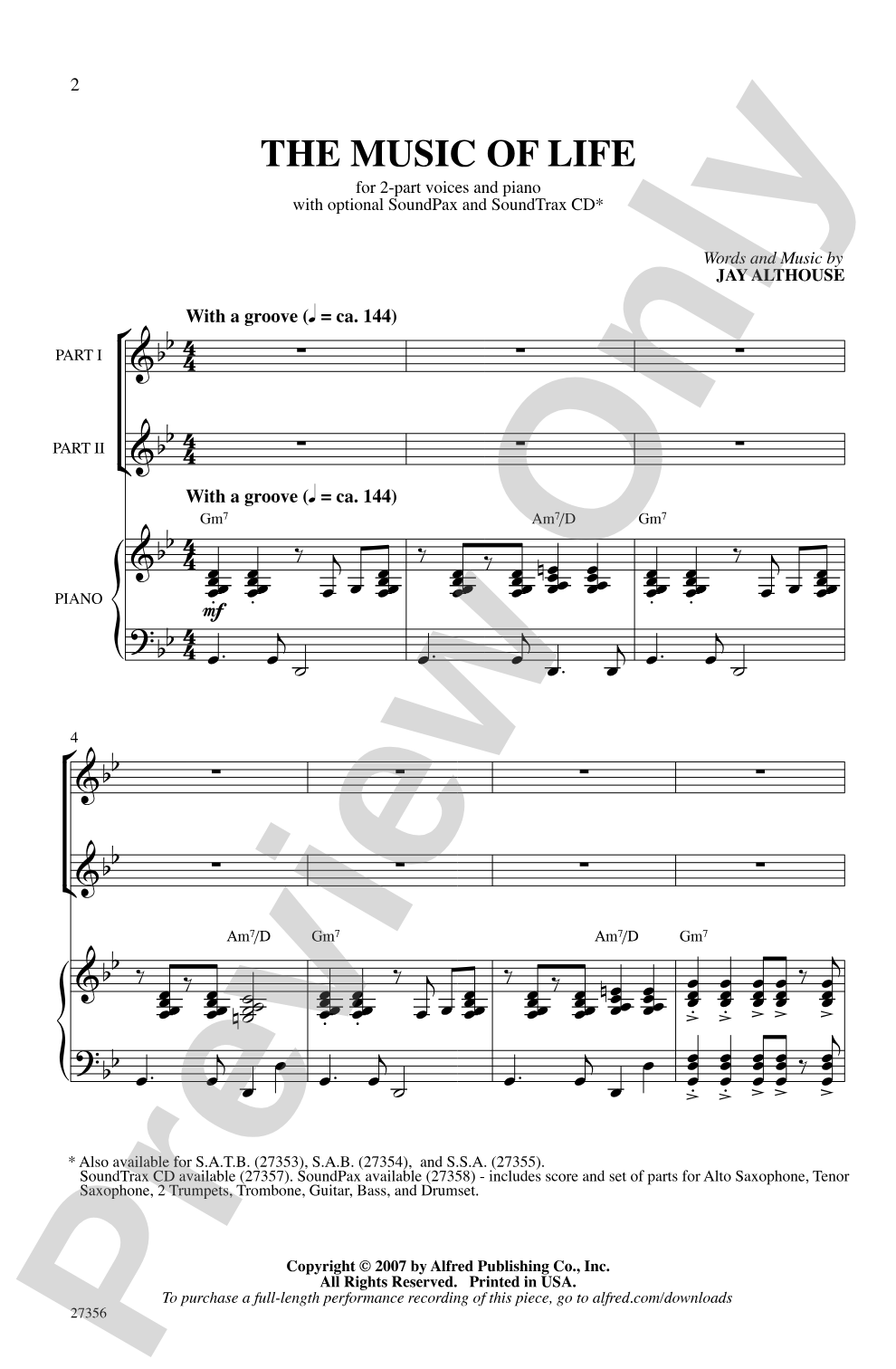 The Music of Life: 2-Part Choral Octavo