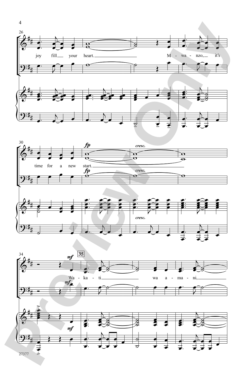 Wakati wa Amani (A Time of Peace - Swahili): 3-Part Mixed Choral Octavo
