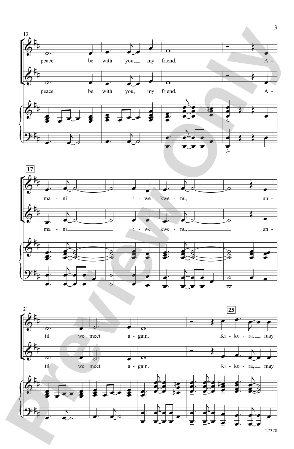 Wakati wa Amani (A Time of Peace - Swahili): 2-Part Choral Octavo