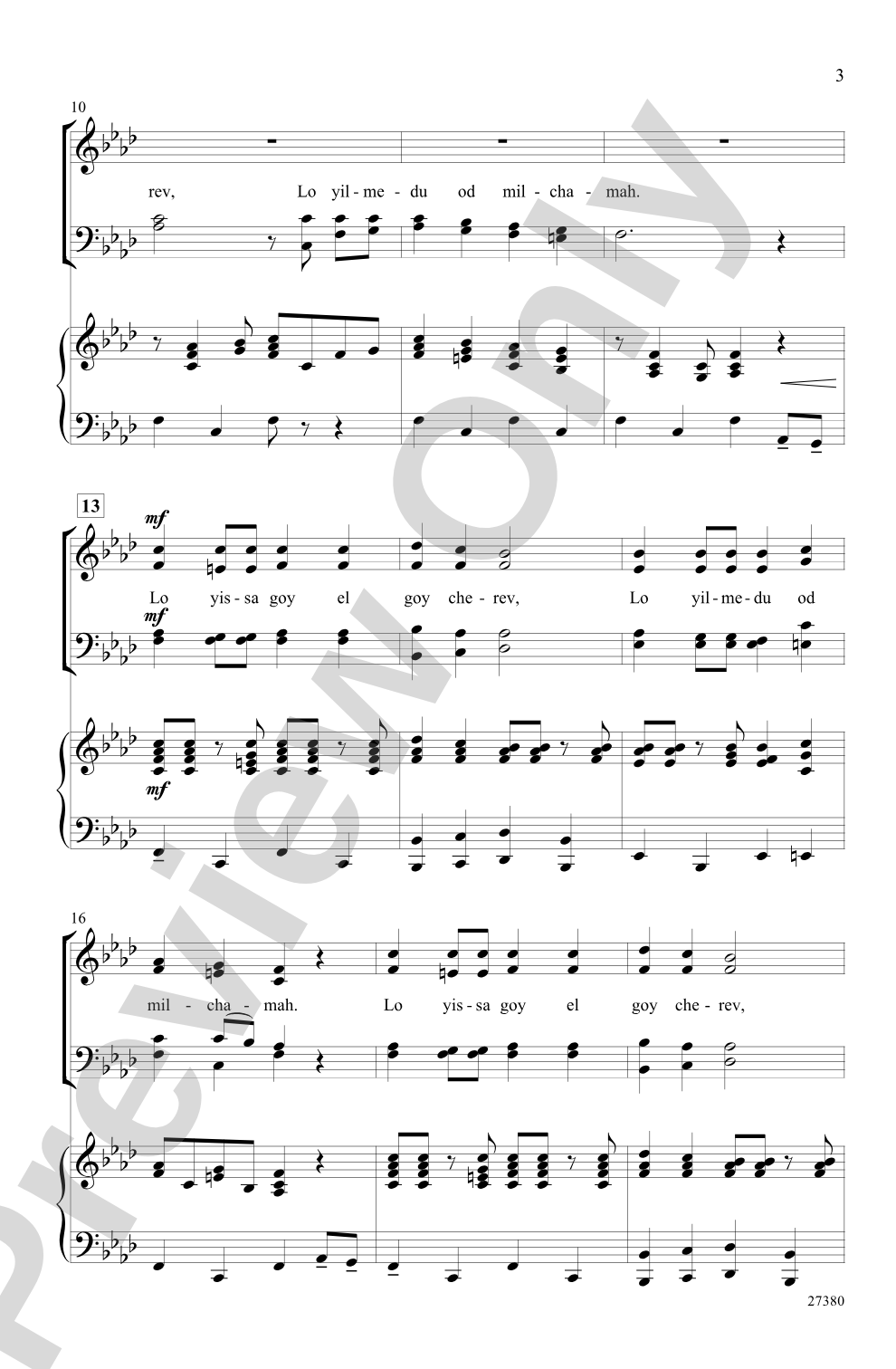 Lo Yissa Goy: SATB Choral Octavo