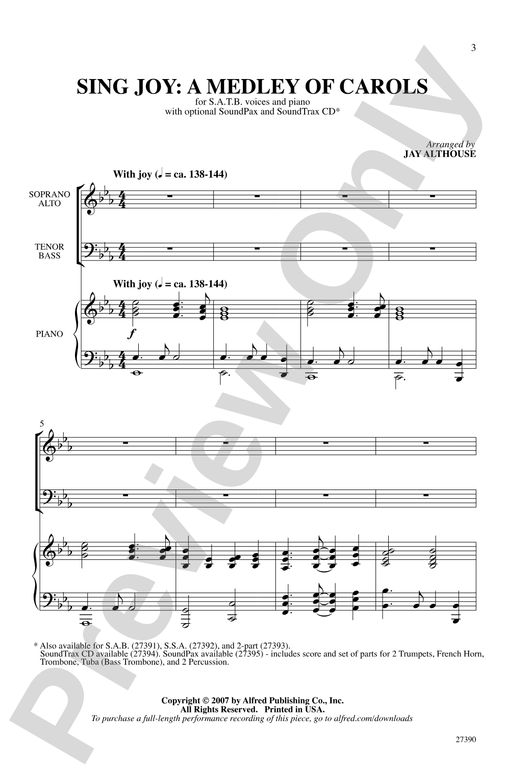 Sing Joy: A Medley of Carols: SATB Choral Octavo