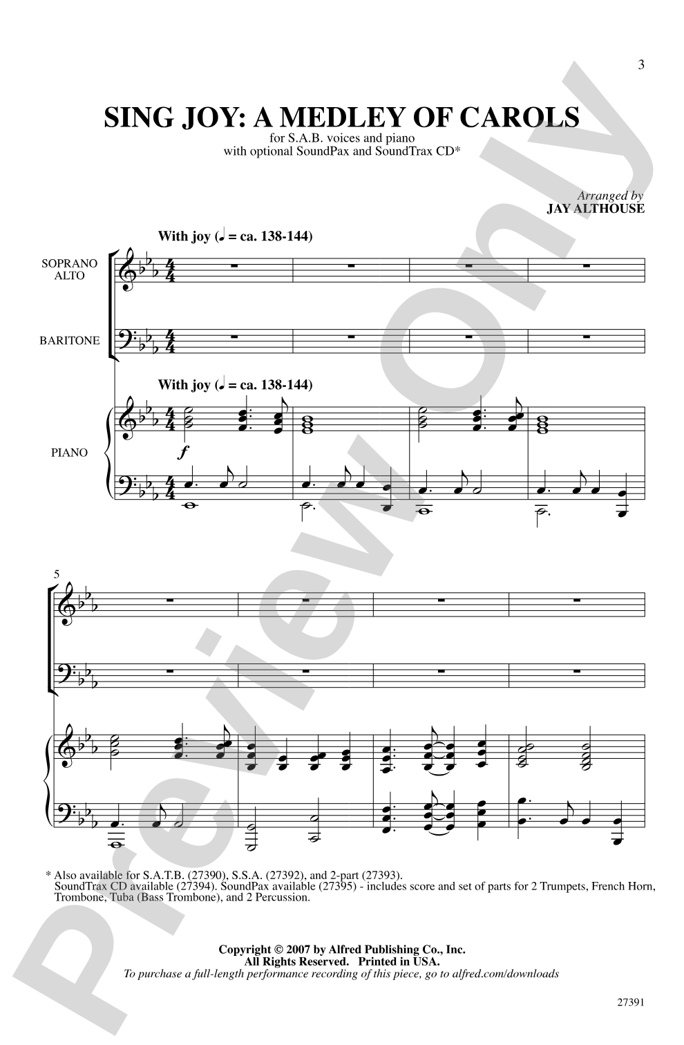 Sing Joy: A Medley of Carols: SAB Choral Octavo
