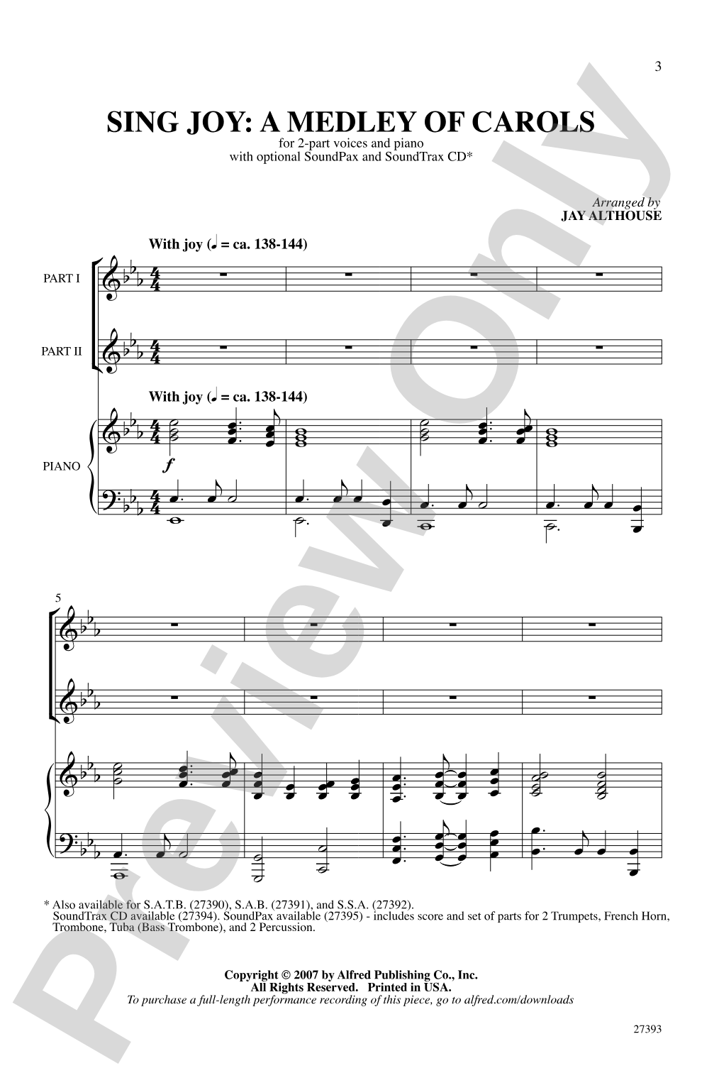 Sing Joy: A Medley of Carols: 2-Part Choral Octavo