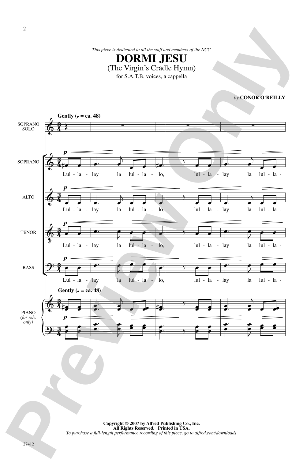 Dormi Jesu: SATB, <i>a cappella</i> Choral Octavo
