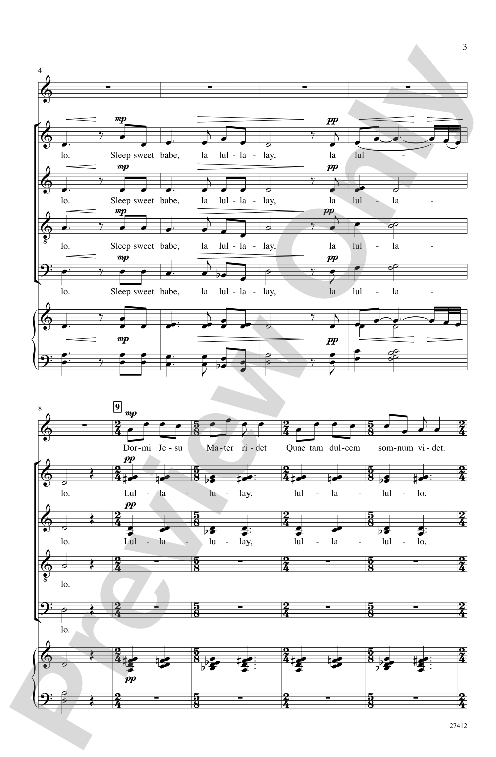 Dormi Jesu: SATB, <i>a cappella</i> Choral Octavo